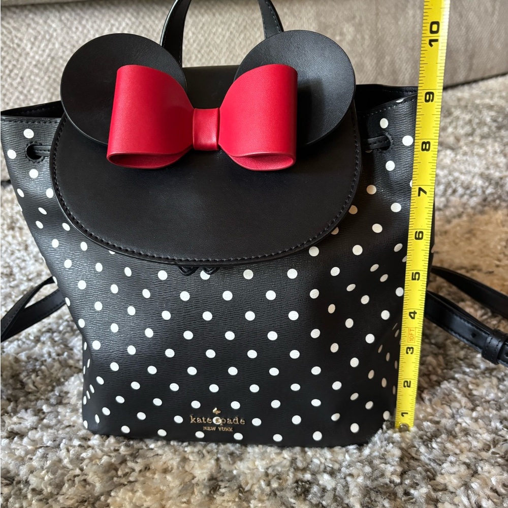 Kate Spade Black and Red Minnie Mouse Polka Dot Backpack Purse - Picture 8 of 8
